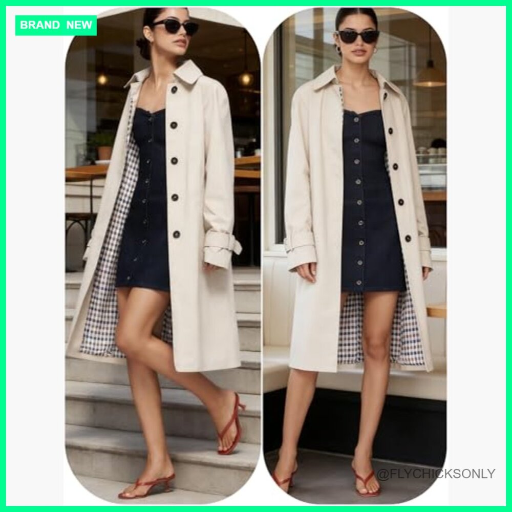 Lightweight Polyester Trench Coat Single Breasted… - image 5